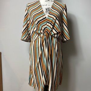 NWOT Multicolor Stripe Tunic Wrap Dress